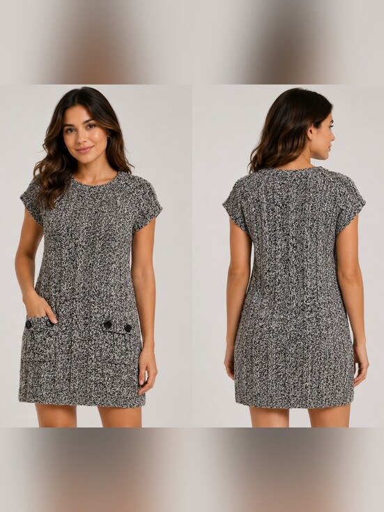 Style & Co. Dresses & Skirts - Style & Co. Black and White Marled Chunky Knit Style Sweater Dress. Y2K size XL